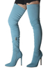 Damen Overknee-Stiefel Sky Blue Pointed Toe Bedruckte 4;7 "Winter Casual Boots