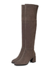 Damen Overknee Stiefel Wildleder Schwarz Runde Kappe 2;6 "Blockabsatz Stiefel