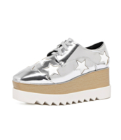 Damen Oxford Schuhe 2021 aus Lack-PU mit Schnürsenkel Und Sternchenmuster