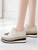Damen Oxfords Round Toe Leder Schnürschuhe