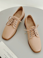 Damen Oxfords Square Toe Schnürschuhe Flache Freizeitschuhe