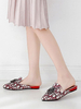 Damen Pantoletten% 26 Clogs Textile Red Pointed Toe Artwork Backless Schuhe