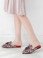 Damen Pantoletten% 26 Clogs Textile Red Pointed Toe Artwork Backless Schuhe