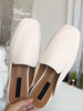 Damen Pantoletten Clogs Leder Aprikose Runde Zehen Schuhe