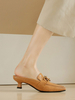 Damen Pantoletten Clogs Leder Low Heel Square Toe Slip-On Schuhe