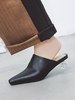 Damen Pantoletten Clogs Leder Schwarz Kristall Low Heel Square Toe Slip-On Schuhe