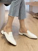 Damen Pantoletten Clogs Leder Weiße Runde Zehen Slip-On Schuhe
