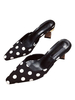 Damen Pantoletten Clogs Leinwand Black Square Toe Polka Dot Slingbacks Schuhe