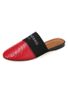 Damen Pantoletten Leder Red Round Toe Slip-On Schuhe
