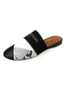 Damen Pantoletten Leder Schwarz Runde Zehen Schuhe Color Block Slingbacks