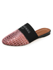 Damen Pantoletten Micro Wildleder Upper Pink Round Toe Farbblock Slip-On Schuhe