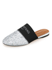 Damen Pantoletten Pailletten Stoff Splitter Runde Zehen Farbblock Schuhe Slip-On