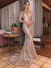 Damen Partykleider Blond V-Ausschnitt Langarm Polyester Bodenlang Semi Formal Dress