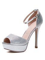 Damen Peep Toe Splitter Stiletto Strass Schicke Knöchelriemen Heels