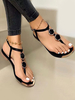 Damen Perlen Slingbacks Flache Sandalen PU Leder Schwarz Flip Flop Flache Sandalen