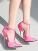 Damen Pink High Heels Magenta Spitzzehen Sexy Schuhe Stiletto Heel PU Leder Sexy Knöchelriemen Heels