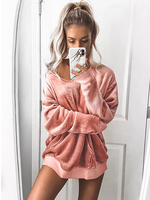 Damen Pink Hoodie Langarm Flanell Hooded Warmth Preservation Sweatshirt