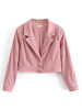 Damen Pink Jacke Turndown Kragen Polyester Langarm Kurzschneider Jacke