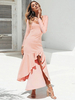 Damen Pink LMaxi Kleider Langarm Ärmel Baumwollmischung Maxi Unregelmäßiges bodenlanges Kleid