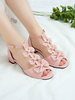 Damen Pink Lolita Sandalen Peep Toe PU Lederschleifen Täglich Lässig Lolita Sommer Knöchelriemen Heels