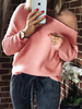 Damen Pink Pullover Pullover Schnürung Polka Dot Rundhalsausschnitt Langarm Sheer Polyester Pullover