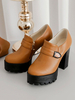 Damen Plateau Loafers Round Toe Slip-On Chunky Heel Freizeitschuhe