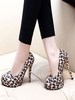 Damen Plattform Round Toe Leopardenmuster Stiletto Heels Rave Club High Heel Schuhe
