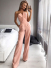 Damen Playsuit Pink Bateau Neck Ärmelloser rückenfreier trägerloser Polyester Straight Summer Playsuit