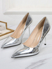 Damen Plus Size Pumps Spitze Zehen Stiletto Absatz Elegante PU Ledersplitter Sexy Heels