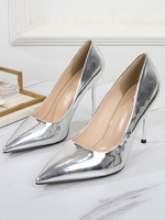 Damen Plus Size Pumps Spitze Zehen Stiletto Absatz Elegante PU Ledersplitter Sexy Heels