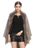 Damen Poncho Cape Faux Pelz Kapuze hoch niedrig Cape