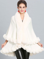 Damen Poncho Cape Kunstpelzmäntel Klassische weiße Winteroberbekleidung