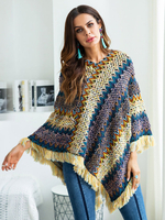 Damen Poncho Gelb Asymmetrisch Häkeln Langarm Casual Sweater Cape
