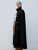 Damen Poncho Stehkragen Schwarz Unregelmäßige Taschen Wärmeschutz Langes Cape