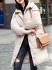 Damen Puffer Mäntel Ecru White Hooded Zipper Langarm Winter Oberbekleidung