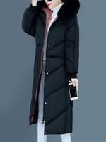 Damen Puffer Mäntel Ecru White Hooded Zipper Langarm Winter Oberbekleidung