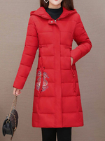 Damen Puffer Mäntel Rot Langer Kapuzenreißverschluss Langarm Animal Print Klassischer gepolsterter Wintermantel Oberbekleidung