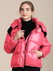 Damen Puffer Mäntel Schwarze Kapuze Langarm Oberbekleidung