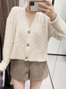 Damen Pullover Cardigans Beige Polyester Langarm Winterpullover Cardigans