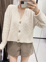 Damen Pullover Cardigans Beige Polyester Langarm Winterpullover Cardigans