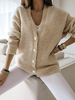 Damen Pullover Cardigans Black Wool Buttons Langarm Cardigans