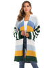 Damen Pullover Cardigans Gelb Polyester Farbblock Langarm V-Ausschnitt