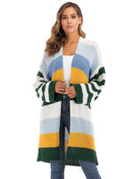 Damen Pullover Cardigans Gelb Polyester Farbblock Langarm V-Ausschnitt