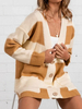 Damen Pullover Cardigans Gelbe Polyester Buttons Langarm V-Ausschnitt Casual Sweaters Cardigans