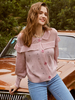 Damen Pullover Cardigans Pink Acryl Häkeln Langarm Jewel Neck Sweater Mantel