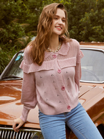 Damen Pullover Cardigans Pink Acryl Häkeln Langarm Jewel Neck Sweater Mantel