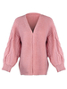 Damen Pullover Cardigans Pink Polyester Langarm V-Ausschnitt Casual Short Cardigans