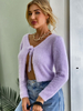 Damen Pullover Cardigans Purple Polyester Langarm Kurz Cardigans