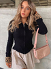 Damen Pullover Cardigans Schwarz Polyester Leopardenmuster Langarm Turndown Collar Shirt