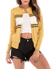 Damen Pullover Cardigans Yellow Jewel Neck Langarm Short Cardigan